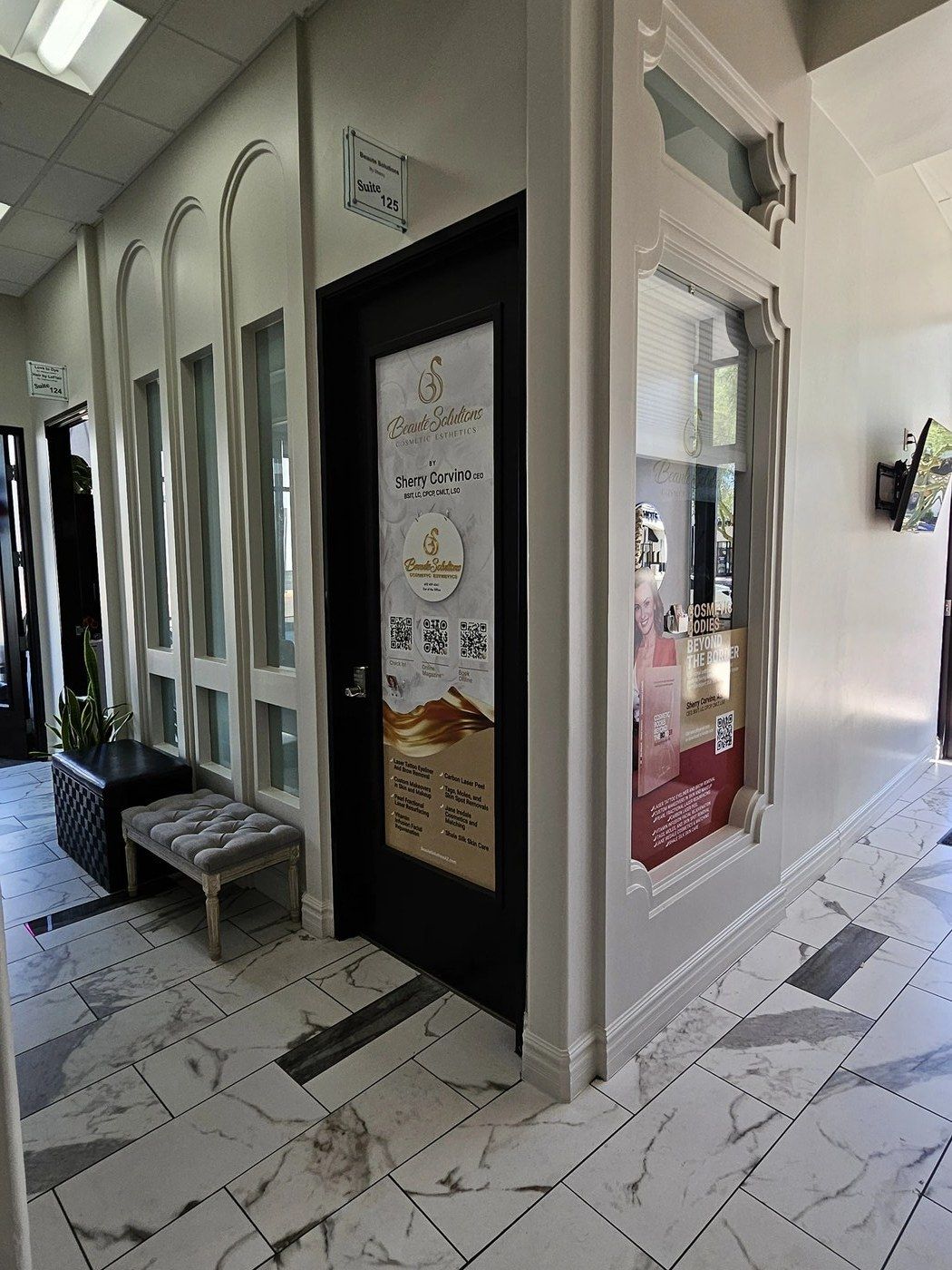 Beauté Solutions — hallway and clinic entrance