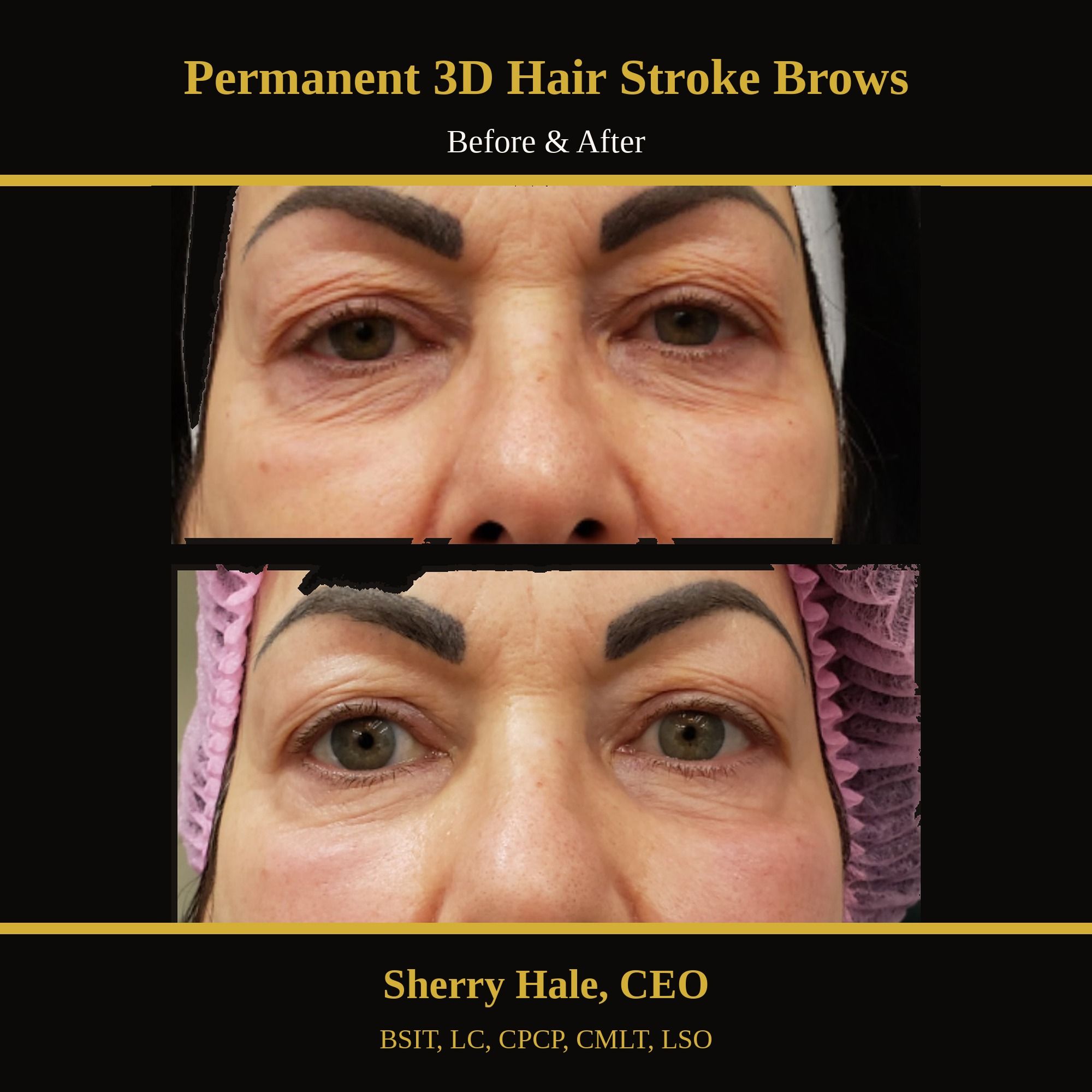 Permanent 3D hair stroke brows — before & after