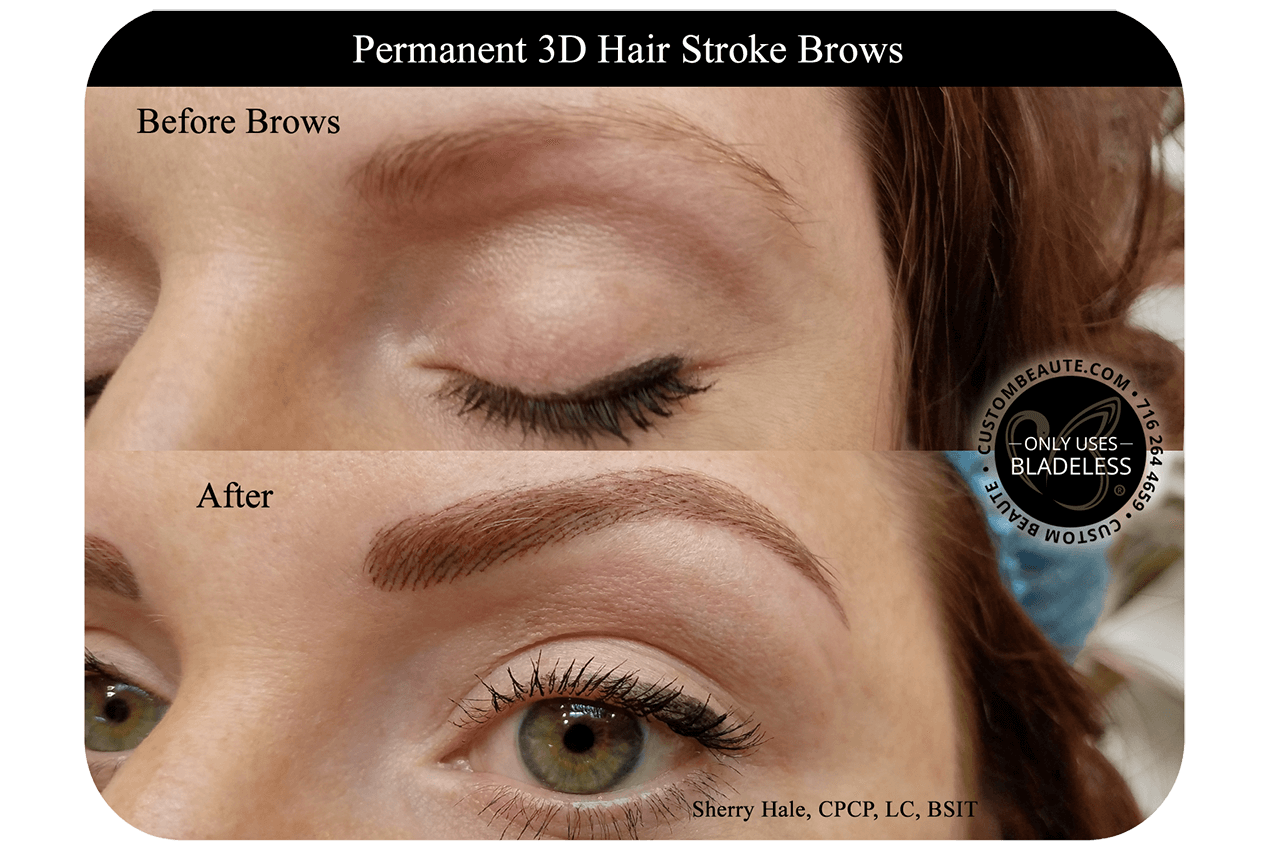 Permanent Brows Makeup: Before and after - Custom Beaute Getzville New York